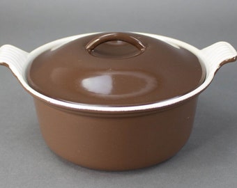 Le Creuset Rare #18 Brown Enamel Cast Iron Au Gratin Baking Pan With Lid Vintage