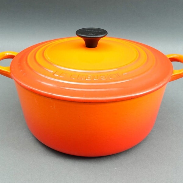 Le Creuset France #22 Flame Orange Enameled Cast Iron Lidded Dutch Oven 3.5 Qt