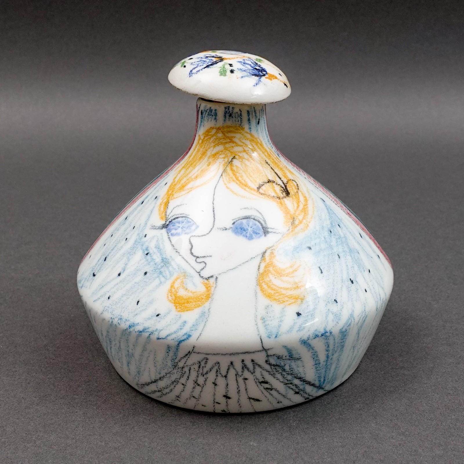 Milvia Quadrifoglio Italy Vintage Hand Painted Pottery Bottle