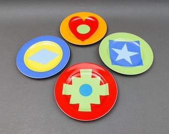 Swid Powell Gene Meyer Stars Geometric 8 1/4&quot; Salad Dessert Plate Set Of 4