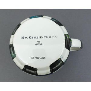 MacKenzie Childs Courtly Check Black White Enamel Mug Cup image 6