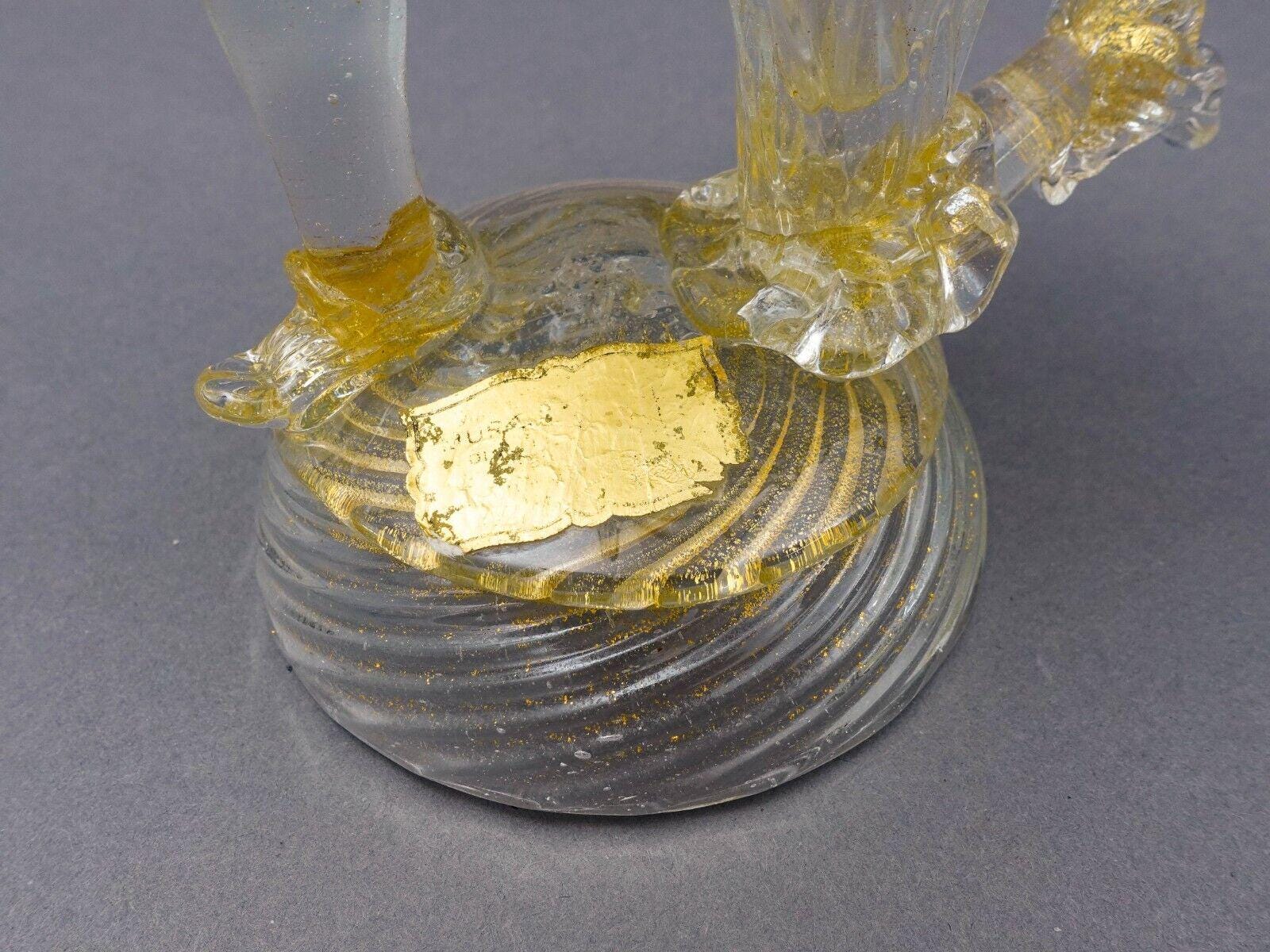 Barovier & Toso Murano Latticino Gold Glass Candlestick Candle