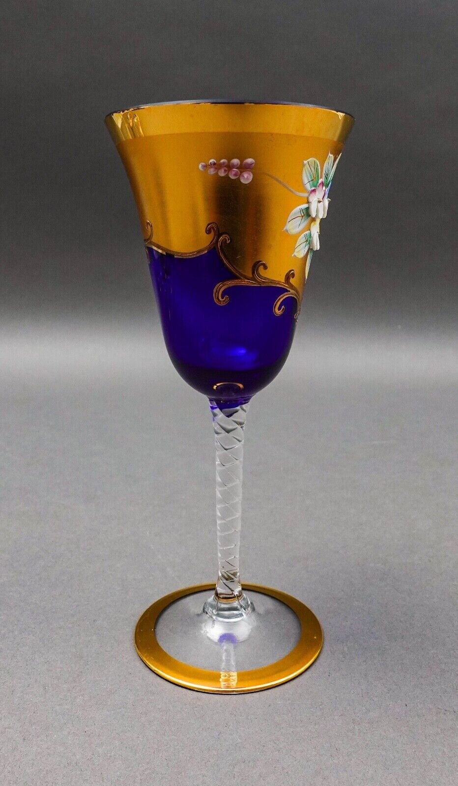 Tre Fuochi ベネチアン ムラーノ ガラス コバルトブルー 24K ゴールド