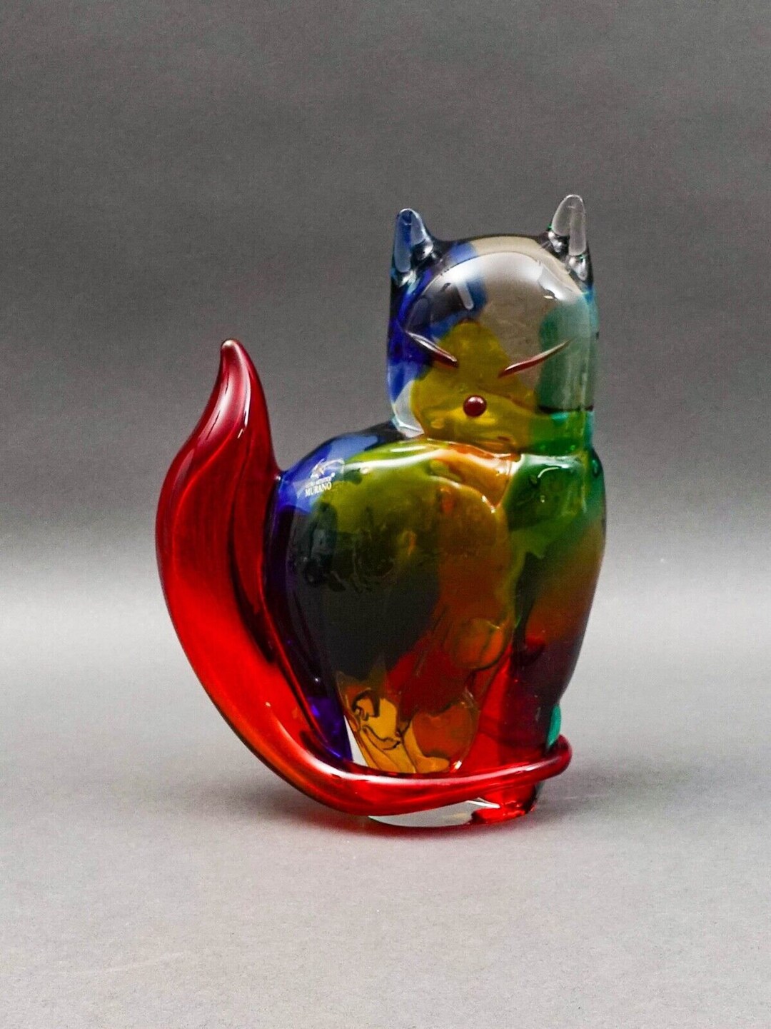 Vetro Artistico Murano Italy Vintage Cat Glass Sculpture Mario