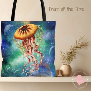 Jellyfish Tote Bag | Ocean Lover Gift | Jellyfish art | Unique Shopping bag | Reusable Tote | Jellyfish in Space