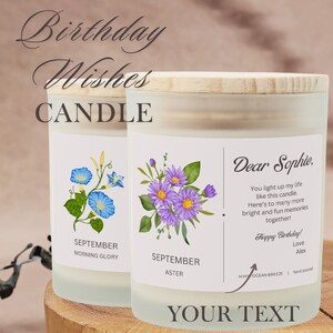 Custom Birthday Gift | Birthday Candle | September Birth Month Flower | Friends Gift |  Happy Birthday Candle |  Gift for Her
