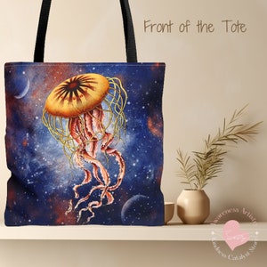 Jellyfish Tote Bag | Ocean Lover Gift | Jellyfish art | Unique Shopping bag | Reusable Tote | Jellyfish in Space