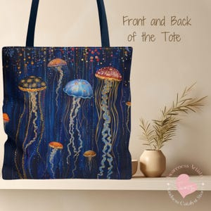 Jellyfish Tote Bag | Ocean Lover Gift | Jellyfish art | Unique Shopping bag | Reusable Tote | Beach Bag | Aesthetic Bag