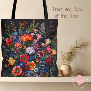 Wildflowers Tote Bag | Gift for Nature Lover | Reusable Tote | Faux Embroidery Flowers | Gift for friend | Aesthetic Bag