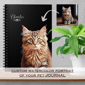 Custom Pet Portrait Journal | Gift for Cat Mom | Pet Journal | Gift for Friend | Personalized Notebook for Pet Owner | Portrait from Photo