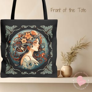Art Nouveau Tote Bag | Alphonse Mucha style Art Bag | Gift for Art Lover | Fashionable Tote | Mother&#39;s Day Gift | Unique Shopper Bag