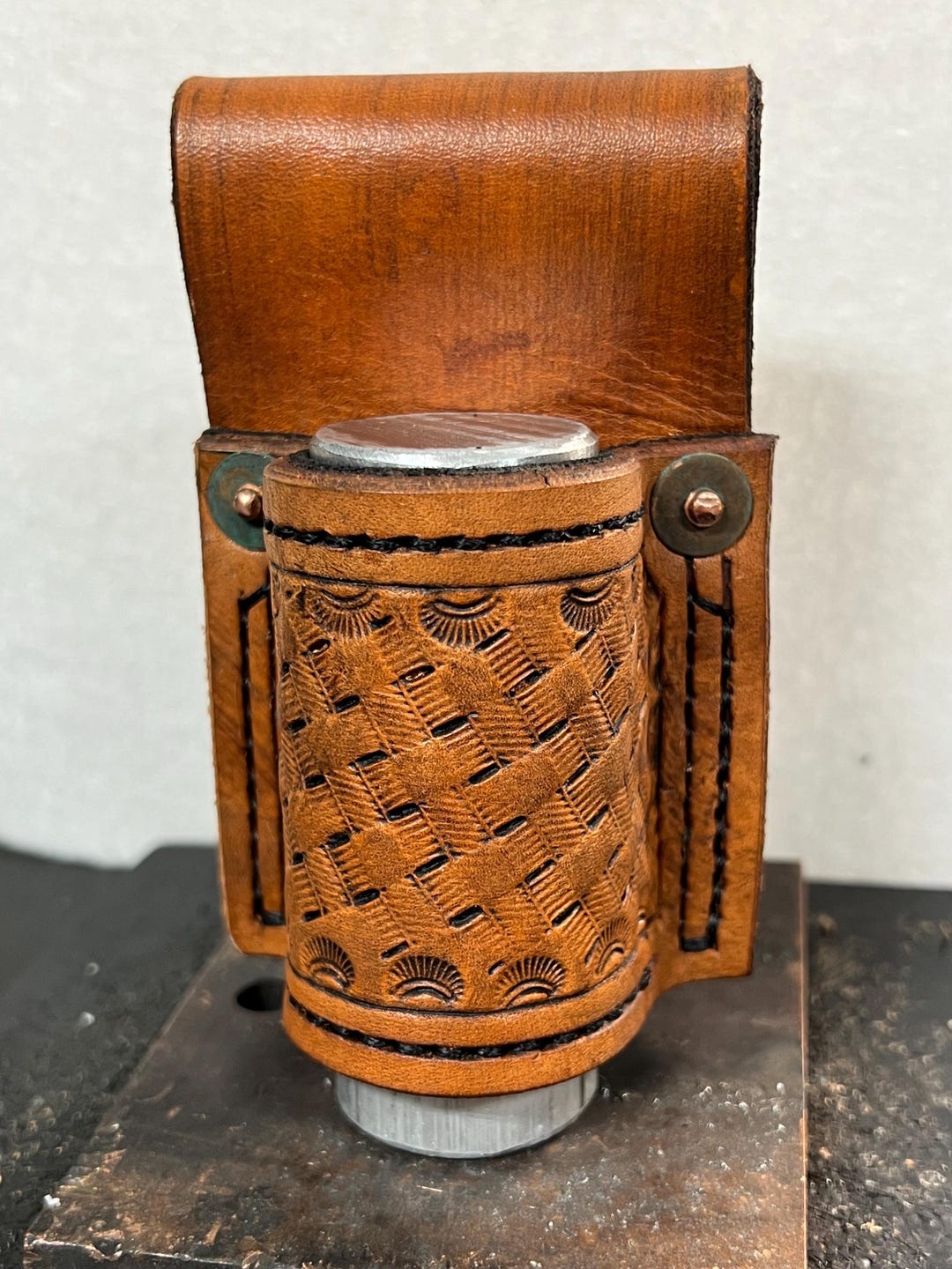 Hand Made Basket Weave Pattern Leather Flashlight Holder - Etsy