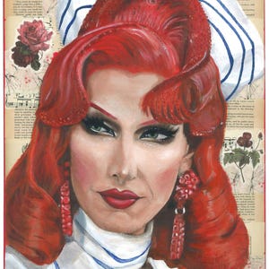 La Grande Dame, Drag Race France. Drag queen portrait. Print from my original painting. Ideal Pride gift, LGBTQ wall art, queer decor,.