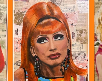Postcard, Bianca del Rio, 4 x 6 in., drag queen portrait, original art, quality print.
