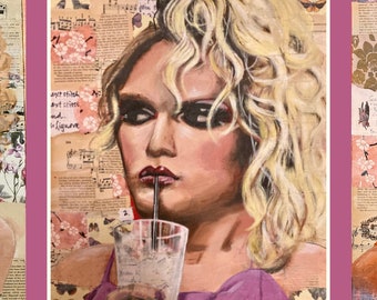 Postcard, Willam, 4 x 6 in., drag queen portrait, original art, quality print.