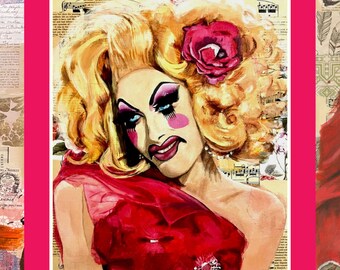 Postcard, Alaska as Lil' Pound Cake, 4 x 6 in., drag queen portrait, original art, quality print.