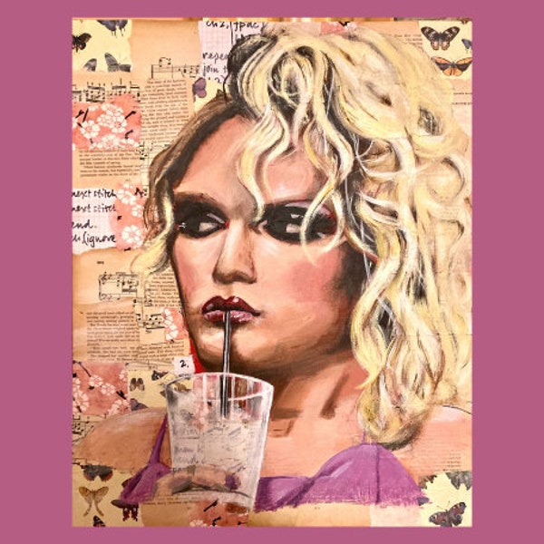 Willam, retrato de drag queen. Impresión de pintura original. Sin marco. Disponible en tamaños A4, A3 y A2.