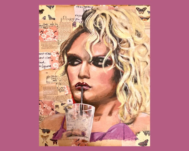 Willam, drag queen portrait. Print from original painting. Unframed. Available in sizes A4, A3, and A2. image 1