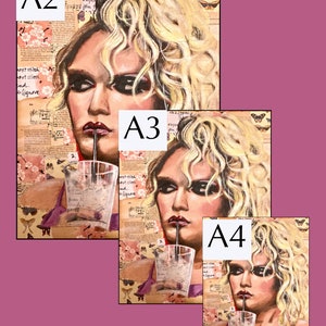 Willam, drag queen portrait. Print from original painting. Unframed. Available in sizes A4, A3, and A2. image 3