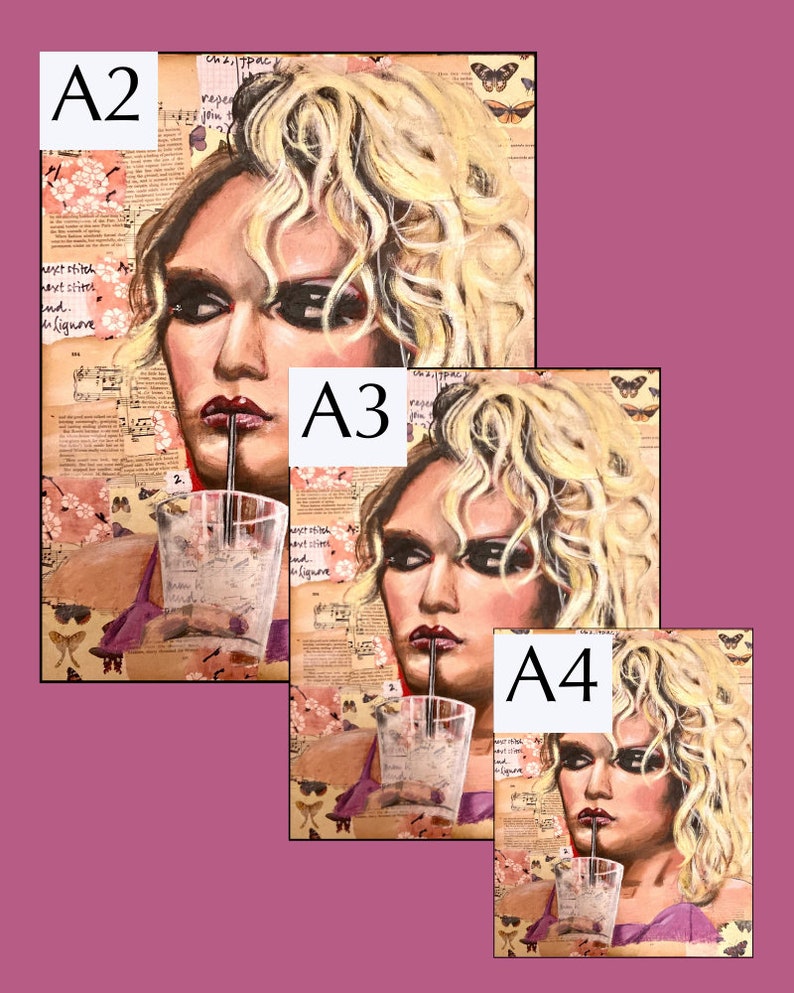Willam, drag queen portrait. Print from original painting. Unframed. Available in sizes A4, A3, and A2. image 3