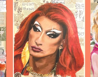 Postcard, Anetra, 4 x 6 in., drag queen portrait, original art, quality print.