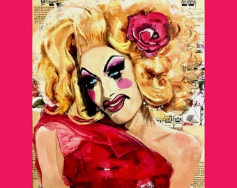 Alaska, lil pound cake, drag queen portrait. Print from original painting. Unframed. Available in sizes A4, A3, and A2.