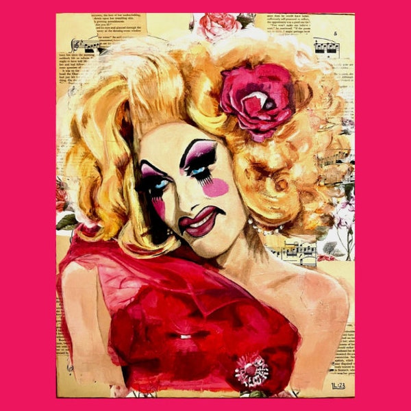 Alaska, pastelito, retrato de drag queen. Impresión de pintura original. Sin marco. Disponible en tamaños A4, A3 y A2.