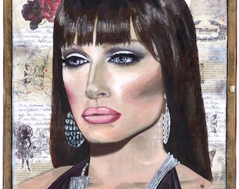 Raven Drag Queen Portrait Print, LGBTQ Wall Art