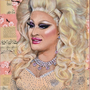 The Vivienne - our Viv. Winner of Drag Race UK. Drag queen portrait, print from my original painting. Ideal Pride gift, LGBT wall art decor.