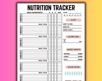 Editable Meal Planner - Digital, Printable - Meals, Calories, Macros, Food Journal, Meal Tracker, Weight Loss, Fitness
