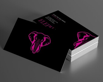 Szablon wizytówki Canva, edytowalny szablon wizytówki, wizytówka marketingowa firmy, minimalistyczna karta, profesjonalna, różowy słoń