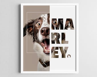 Spersonalizowany, zabawny, kreatywny portret zwierzaka, spersonalizowany nadruk z imieniem, prezent z portretem kota i psa, rodzinny zwierzak, niepowtarzalny, zabawny styl