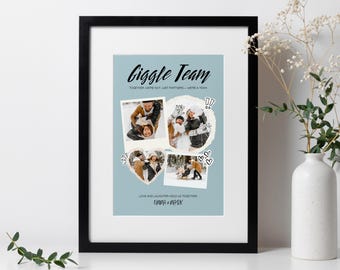 Spersonalizowany wydruk kolażu zdjęć dla par, Jesteśmy drużyną, Dostosuj nazwę drużyny, pseudonim pary, Zabawny i uroczy prezent dla pary, Pamiątkowy wydruk