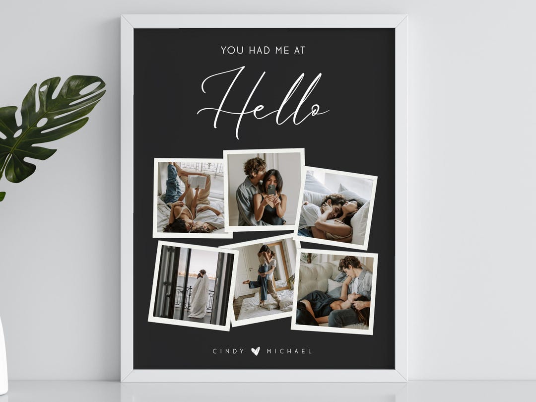 Personalized Couple Photo Collage Print, You Had Me at Hello, Customize ...