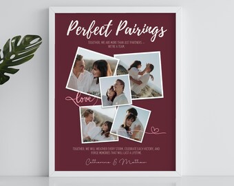 Spersonalizowany wydruk kolażu zdjęć dla par, Jesteśmy drużyną, Dostosuj nazwę drużyny, pseudonim pary, Zabawny i uroczy prezent dla pary, Pamiątkowy wydruk