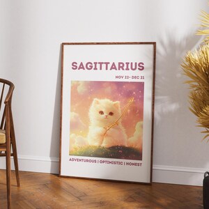 Sagittarius Zodiac Star Sign Print | Cat Astrology Poster | Sagittarius Zodiac Sign Wall Art Printable | Astrology Print | Sagittarius Gifts