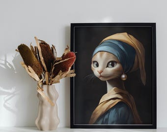 真珠の耳飾りの少女ヨハネス・フェルメールのパロディ壁アートデジタル