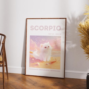 Scorpio Zodiac Star Sign Print | Cat Astrology Poster | Scorpio Zodiac Sign Wall Art Printable | Astrology Print | Scorpio Gifts