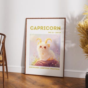 Capricorn Zodiac Star Sign Print | Cat Astrology Poster | Capricorn Zodiac Sign Wall Art Printable | Astrology Print | Capricorn Gifts