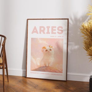 Aries Zodiac Star Sign Print | Cat Astrology Poster | Aries Zodiac Sign Wall Art Printable | Astrology Print | Aries Home Decor | Aries Gift