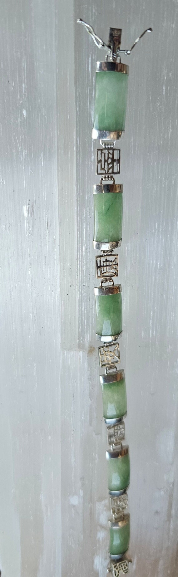 Green Jade set in Sterling Silver Bracelet