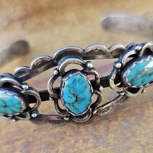 Fred Harvey ERA inspired Three stone turquoise cuff by Maisel's trading