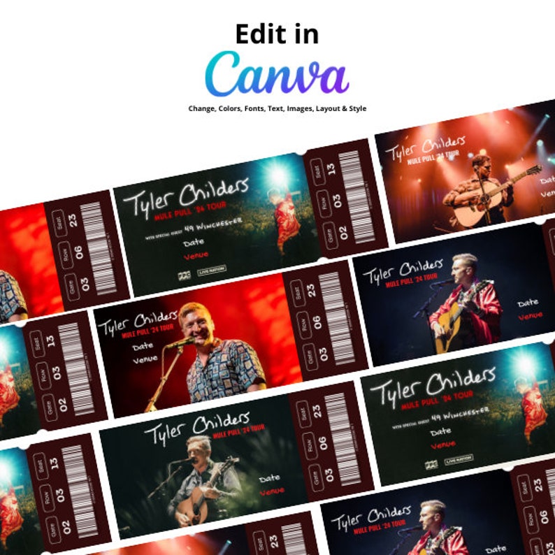 5 Customizable Tyler Childers Concert Ticket Templates Printable