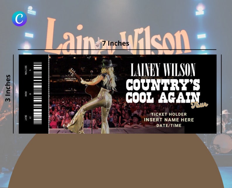 5 X Lainey Wilson 'countrys Cool Again Tour 2024 Ticket Template