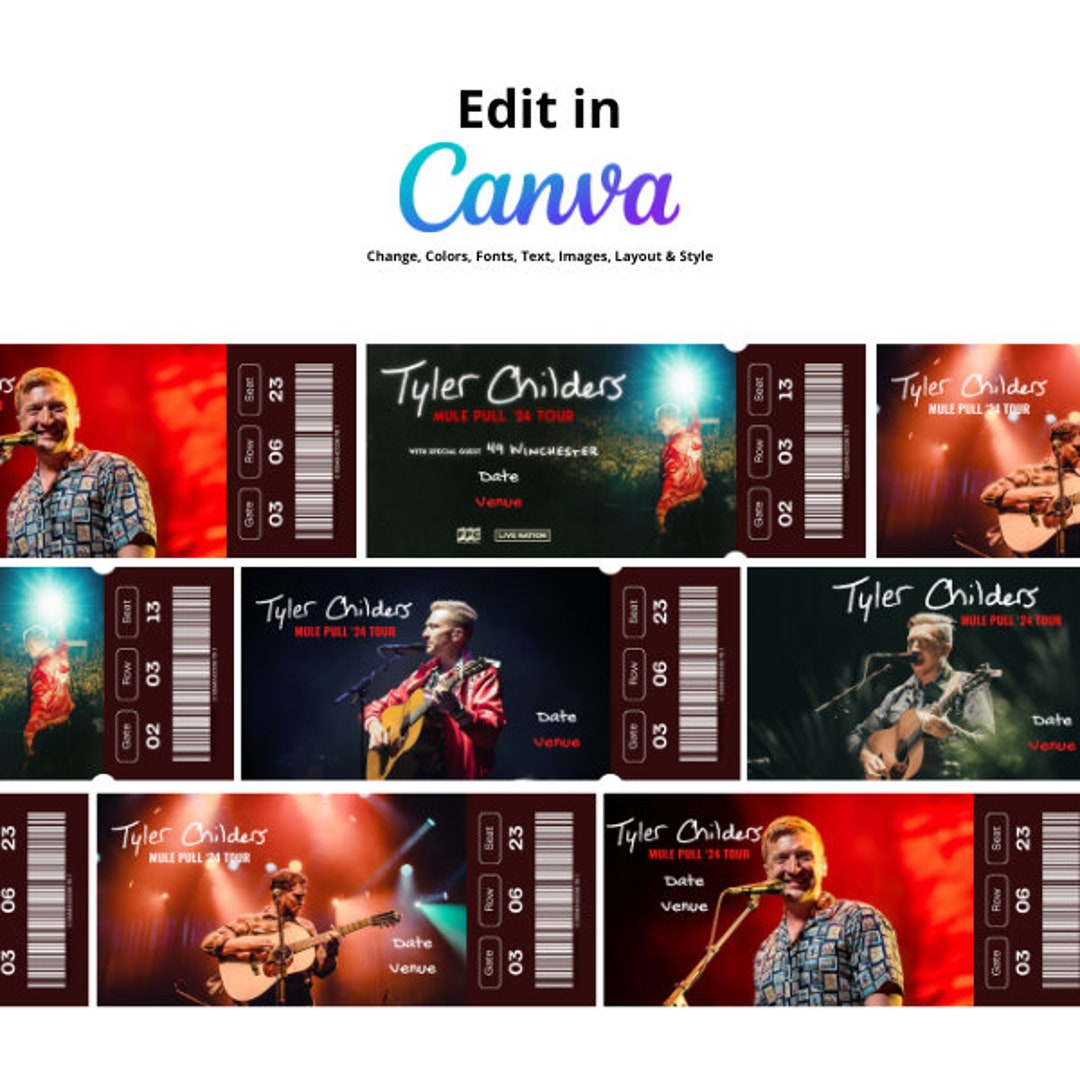 5 Customizable Tyler Childers Concert Ticket Templates Printable