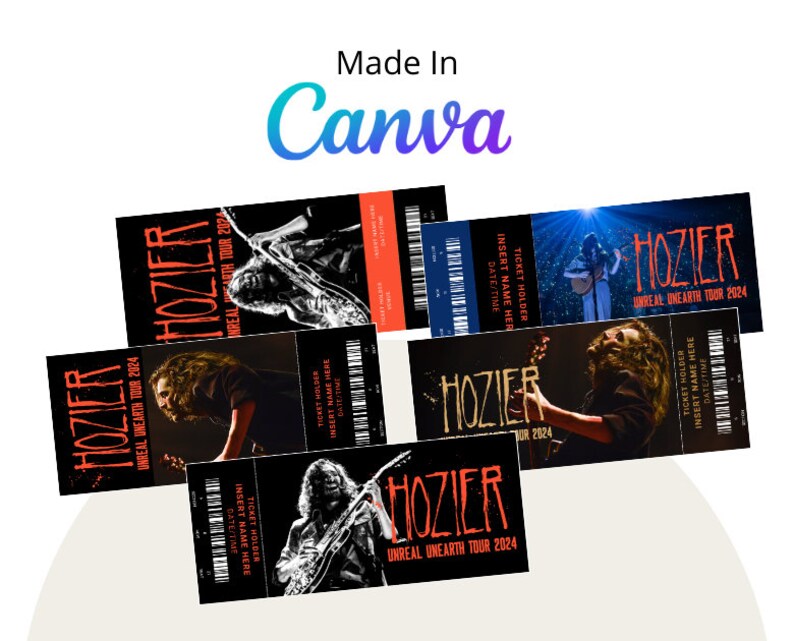 5 X Custom Hozier Unreal Unearth Tour 2025 Ticket Template Personalized