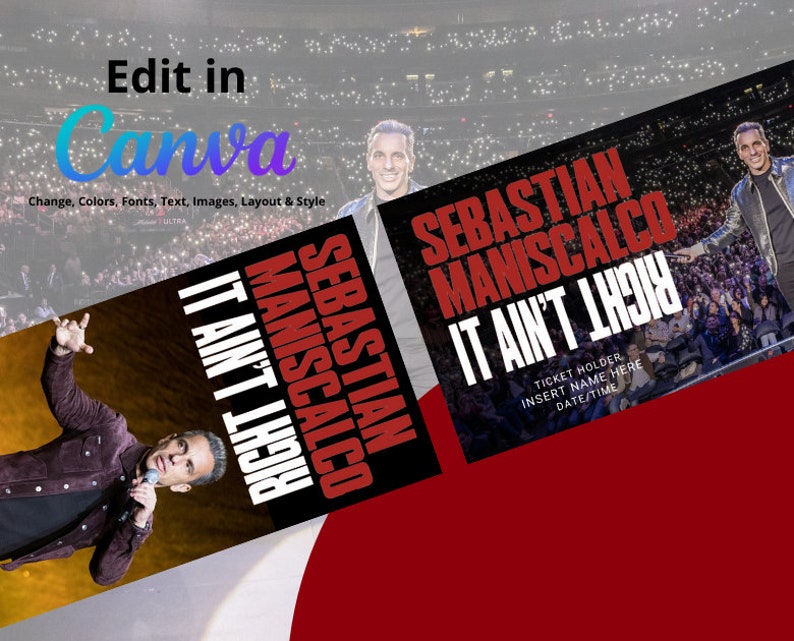 5 X Sebastian Maniscalco 'it Aint Right Tour Ticket Template 2024