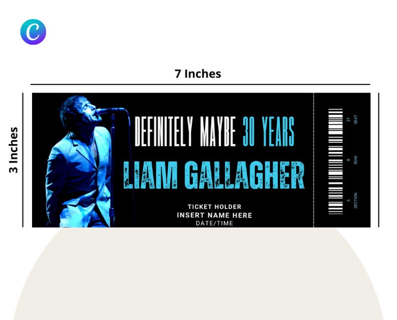 5 X Custom Liam Gallagher Definitely Maybe Tour Ticket Template