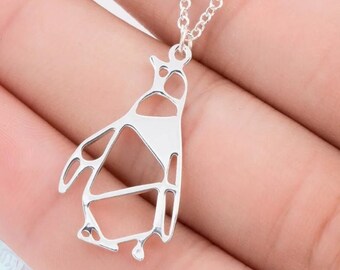 Origami Penguin Necklace Stainless Steel | Animal Pendant Necklace | Cute Penguin Necklace | Penguin Lovers Pendant | Animal Jewellery