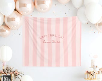Personalized Birthday Banner, Custom Name Birthday Backdrop, Fabric Birthday Sign, Milestone Party Decor, Simple Birthday Tapestry